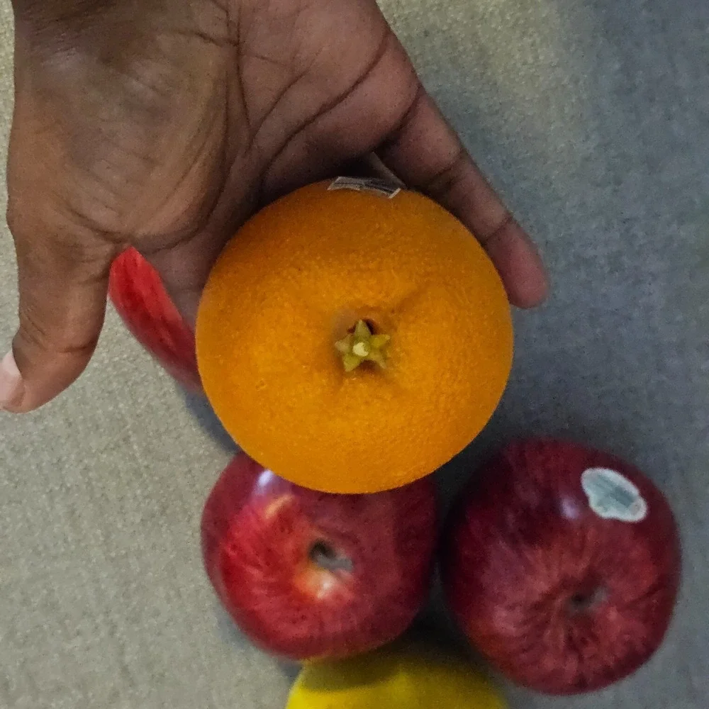 Lot Of 5 Realistic Large Artificial Pear, Apples, Orange Decor Plastic Fruits